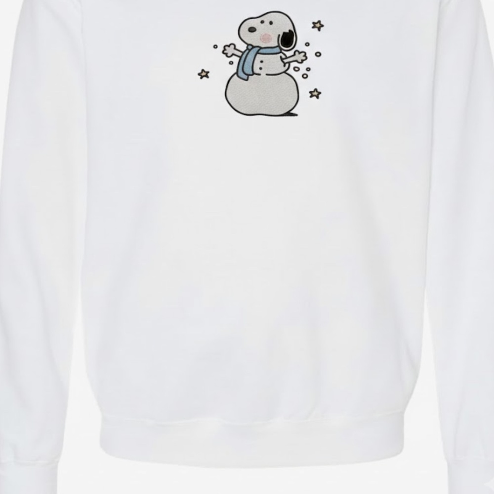 Snowman snoopy Christmas winter embroidered sweater
